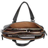 Banuce Black Soft Genuine Leather Briefcase for Women Men Business Work 14" Laptop Messenger Bag