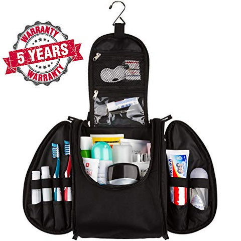 42 Travel Hanging Toiletry Bag – Large Kit Organizer for Men & Women – Spacious & Compact, 17 Compartments for all you need - Strong Zippers, Sturdy Hook, Water Resistant