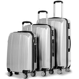 GHP 20" 24" 28" Silver ABS PC Polyester Travel Suitcase Trolleys w Aluminum Handle