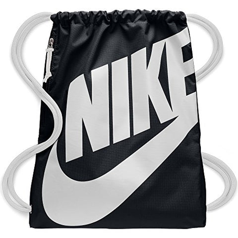 NIKE Heritage Gym Sack, Black/White/White, One Size