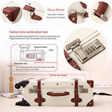 Unitravel Vintage Suitcase Retro PU Trunk Rolling Spinner Lightweight Luggage