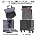 Travelers Club Luggage 20" Top Expandable Upright W/USB Port Connector, Dark Gray Suitcase, 21" Carry-On,
