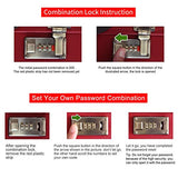 urecity Portable Makeup Train Case Cosmetic Organizer Case Leather Storage Box with Combination Lock (15", Ivory White)