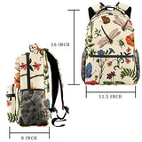 LORVIES Summer Plants Flowers Butterflies Dragonflies Beetles Pattern Lightweight School Classic Backpack Travel Rucksack for Girls Women Kids Teens