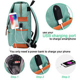 Modoker Womens Vintage Laptop Backpack with USB Charging Port, Slim Laptop Backpack for Women Men Travel School College Teal Bookbag Fashion Rucksack Backpack Fits 15.6 Inch Notebook, Daypack Green