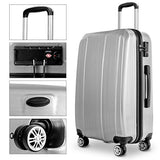 GHP 20" 24" 28" Silver ABS PC Polyester Travel Suitcase Trolleys w Aluminum Handle