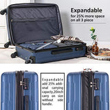 SSLine 3-Piece Hard-Shell Luggage Set with Spinner Wheels and TSA Lock Modern Elegant Expandable Travel Suitcase Lightweight Hardside Carry On Suitcase Set with 20" 24" 28" (A Type-Dark blue)
