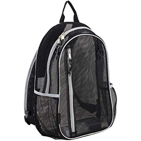 Eastsport Active Mesh Backpack with Padded Adjustable Straps, Black/Gray Trim