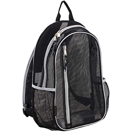 Eastsport Active Mesh Backpack with Padded Adjustable Straps, Black/Gray Trim