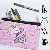 Unicorn Makeup Bag - Reversible Sequin Cosmetic Bag Sparkly Pink Zipper Vanity Toiletry Bag Pouch Purse for Girls Women Travel Birthday Christmas Gift