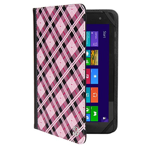 Vangoddy Mary Wallet Portfolio Case For Nuvision Tm1088 10.1-Inch Tablet (Pink Checker)