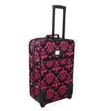 World Traveler Damask Ll Expandable Upright Luggage Set, Black Pink Damask Ll