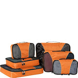 eBags Small/Medium/Large Packing Cubes for Travel - 6pc Sampler Set - (Tangerine)