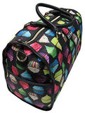 Betsey Johnson Large Nylon Weekender Duffel Bag, Black/Cupcakes
