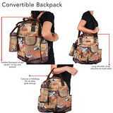 Nicole Lee Diaper Bag Backpack, Multiple Compartments Brown Changing Mat, Bottle Holder Travel Backpack