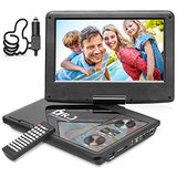 DR. J 11.5" Portable DVD Player with HD 9.5" Swivel Screen, Rechargeable Battery with Wall Charger, Car Charger and AV Cable, Sync TV Projector Function, Support USB Flash Drive SD Card, Region Free