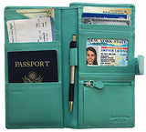 Personalized Monogrammed Turquoise Leather Rfid Travel Wallet