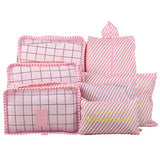 7-Piece Packing Cube Set- Travel Luggage Packing Organizers with Shoe Bag, Stripe Pink