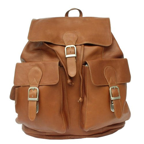 Piel Leather Large Buckle-Flap Backpack, Saddle, One Size
