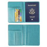 GDTK Leather Passport Holder Cover Case RFID Blocking Travel Wallet (Sky Blue)