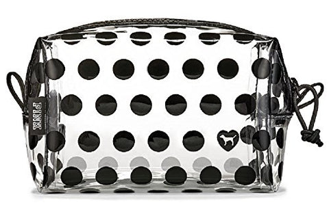 Victoria'S Secret Pink Small Makeup Beauty Bag Clear/ Black Polka Dot