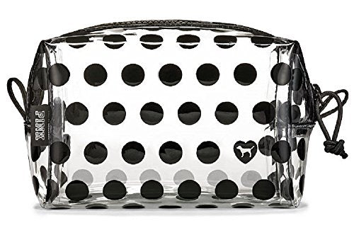 Victoria'S Secret Pink Small Makeup Beauty Bag Clear/ Black Polka Dot