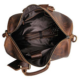 Polare Men'S 20'' Retro Real Leather Weekender Duffel Overnight Bag Carry On Luggage