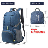 Sarhlio Hiking Backpack Foldable Daypack 35L Lightweight Water Repellent for Travel EDC Blue(BPK03C)
