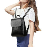 ABage Women's PU Leather Travel College Student Backpack Purse Handbag Bookbag School Bag, Black