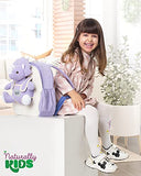 Naturally KIDS Medium Dinosaur Backpack - Dinosaur Toys for Kids 5-7 - Kids Backpack for Girls w Stuffed Animal - Gifts for 6 Year Old Boy - w Pockets & Reflective Logo - Backpack w Purple Triceratops