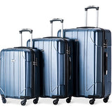 Merax 3 Piece P.E.T Luggage Set Eco-Friendly Light Weight Spinner Suitcase(Blue)