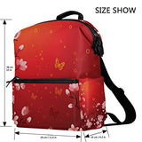 Colourlife Sakura Evening Butterflies Stylish Casual Shoulder Backpacks Laptop School Bags Travel