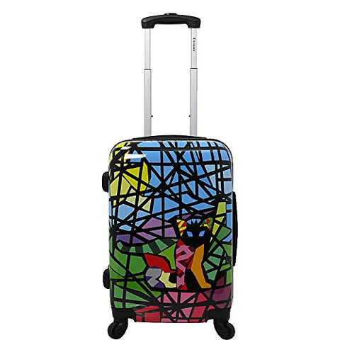 Chariot 20" Lightweight Spinner Carry-On Hardside Suitcase Luggage-Stained Glass Cat, Black