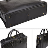 Banuce Full Grains Leather Briefcase Women Messenger Satchel Bag 14 Laptop Black