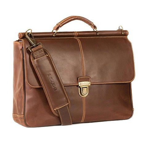 Boconi Bryant Dowel Rod 15" Laptop Leather Briefcase in Mahogany