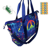 Peace Denim Splatter Large Tote Bag, Keychain & Notepad Multi-Pack