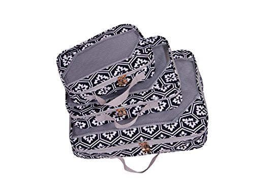 Jenni Chan Adra Packing Cube-3-piece Set, Black/White