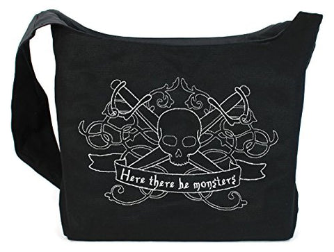 Dancing Participle Here There Be Monsters Embroidered Sling Bag