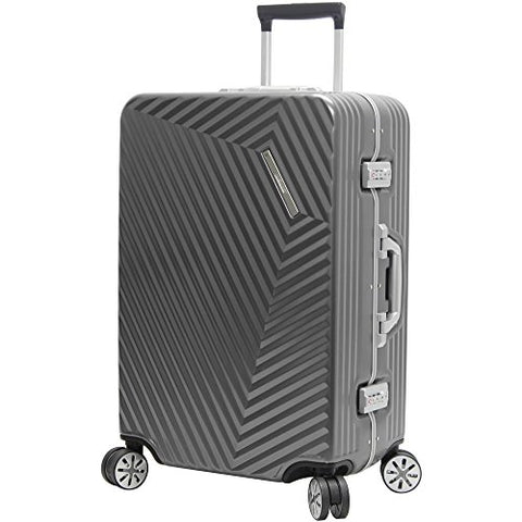 Andiamo Elegante Aluminum Frame 28" Large Zipperless Luggage With Spinner Wheels (28in, Black Pearl)