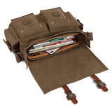 Kattee Unisex's Classic Military Canvas Shoulder Messenger Bag Leather Straps Fit 16" Laptop