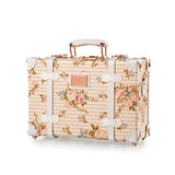 13 Inch Pu Leather Small Suitcase Floral Decorative Box With Straps For Women