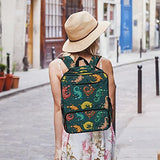 LORVIES Colorful Reptile Lizard School Bag for Student Bookbag Women Travel Backpack Casual Daypack Travel Hiking Camping