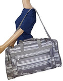 21 Inch Fashion Print Gym Dance Cheer Travel Duffle Bag (Gray Stripe Elephant)