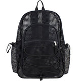 Eastsport XL Semi-Transparent Mesh Backpack with Comfort Padded Straps and Bungee, Black