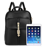 Vbiger Womens Backpack Pu Leather Casual Shoulder Bag Fashion Girls School Bag Daypack (Black)