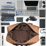 Oversized Travel Duffel Bag Waterproof Canvas Genuine Leather Weekend Bag Weekender Overnight