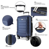 SHOWKOO Luggage Sets Expandable PC+ABS Durable Suitcase Double Wheels TSA Lock Blue