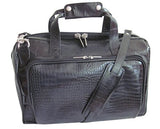 Amerileather Leather Croco-Print Two Piece Set Traveler On Spinner Wheels (#8602-0) (Black)