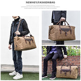 Oversized Travel Duffel Bag Waterproof Canvas Genuine Leather Weekend Bag Weekender Overnight