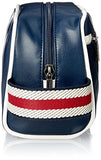 Ben Sherman Regent's Park Faux Leather Single Compartment Top Zip Travel Kit, Navy/White
